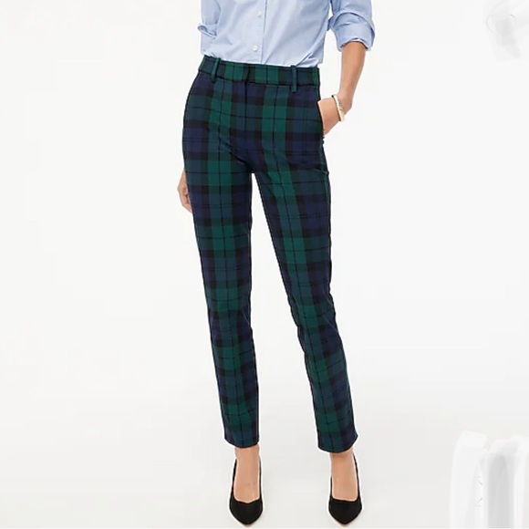 J. Crew Cropped Maddie Trousers in Black Watch Plaid